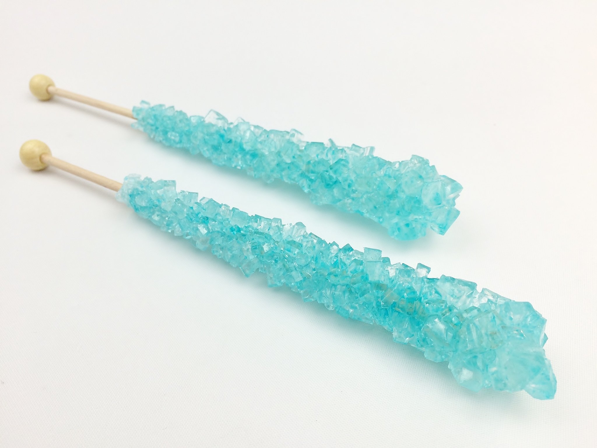 12 Light Blue, 12 White, 24 Rock Candy Sticks in Total Blue Is Cotton