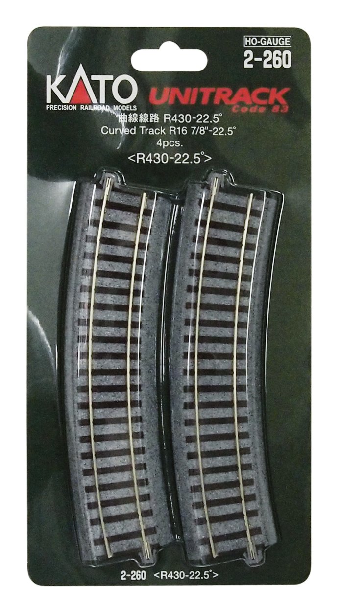 Kato HO Scale 430mm 16-7/8" Radius Curve 22.5-Degree (4)
