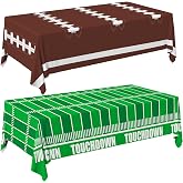Gatherfun Football Party Decorations Disposable Tablecloth Plastic Touchdown Table Cover for Birthday Football Party Games Decoration 54 X 108Inch，2 Pack