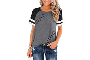 ZUNQKG Womens Baseball Mom Tee Summer Short Sleeve Crewneck Baseball Print Patchwork Raglan Tops