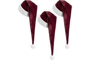Cozypower 3 Pcs Christmas Santa Hat for Adults with Plush Brim Thicken Unisex Velvet Classic Xmas Holiday New Year Party