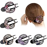 JOYFISCO 5 Pcs Heart & Duckbill Hair Clips - Flower & Rhinestone Sparkly Diamond Clips Prom Hair Accessories Gifts for Women & Girls