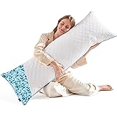 YZ HOME Long Body Pillow for Adults - Firm Body Pillow Insert with Shredded White Memory Foam, Adjustable Height, Soft Support for Side Sleeping, Pregnant Women, Washable (White, 20x54 Inch)