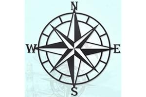 Resama Black Metal Décorative Nautical Compass Wall Decor, Indoor or Outdoor Wall Hanging Art Perfect for Beach