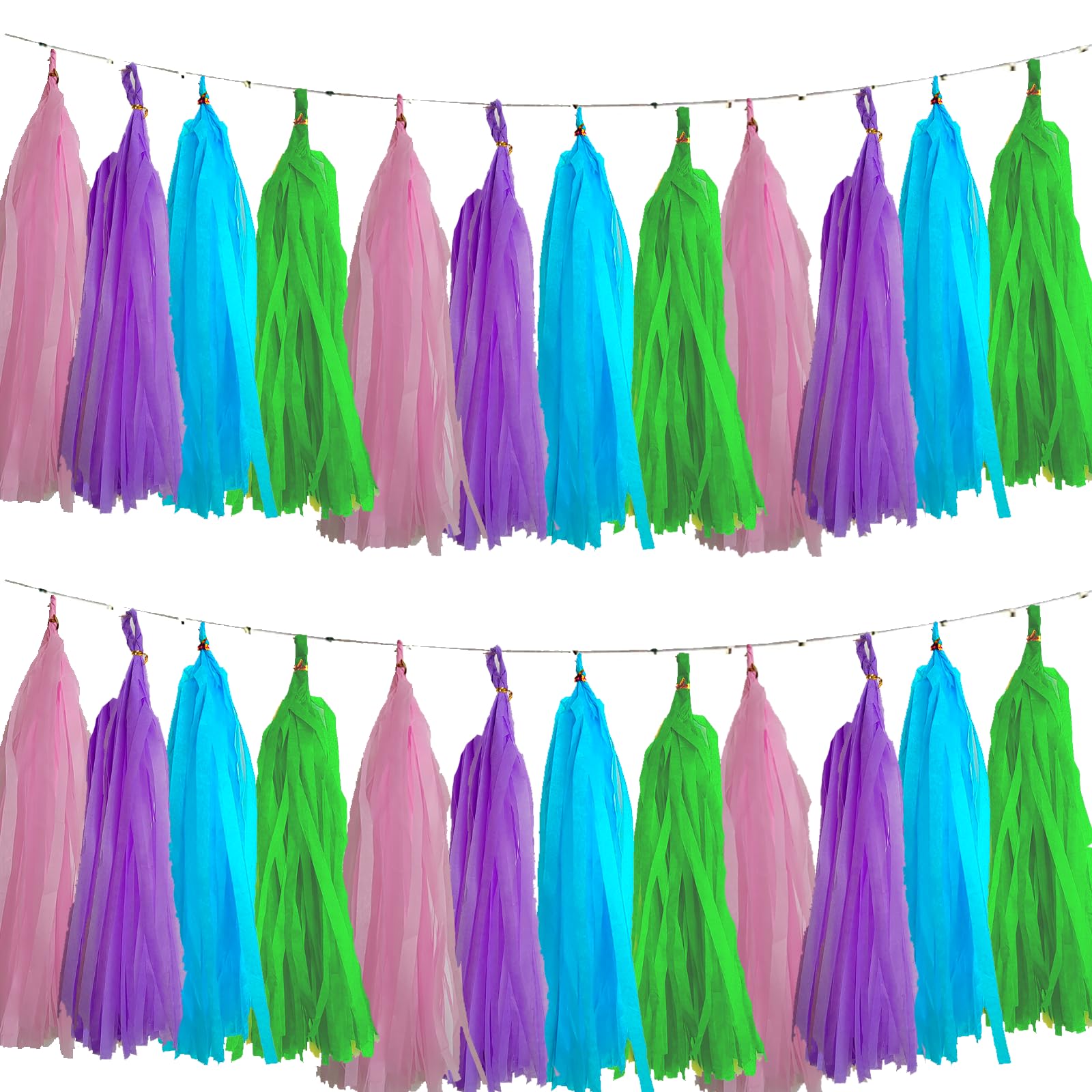 We Moment Blue Green Purple and Pink Tassel Garland