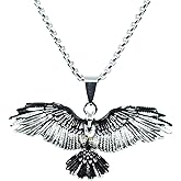 Joddfly Crow Pendant Necklace, Animal Jewelry, Gift Box Packaging, Silver, 24 inches