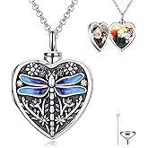 MEIDERBO Personalized Heart Urn Locket Necklace for Ashes and Pictures 925 Sterling Silver Customized Locket Cremation Necklace for Ashes Memorial Keepsake Jewelry for Women
