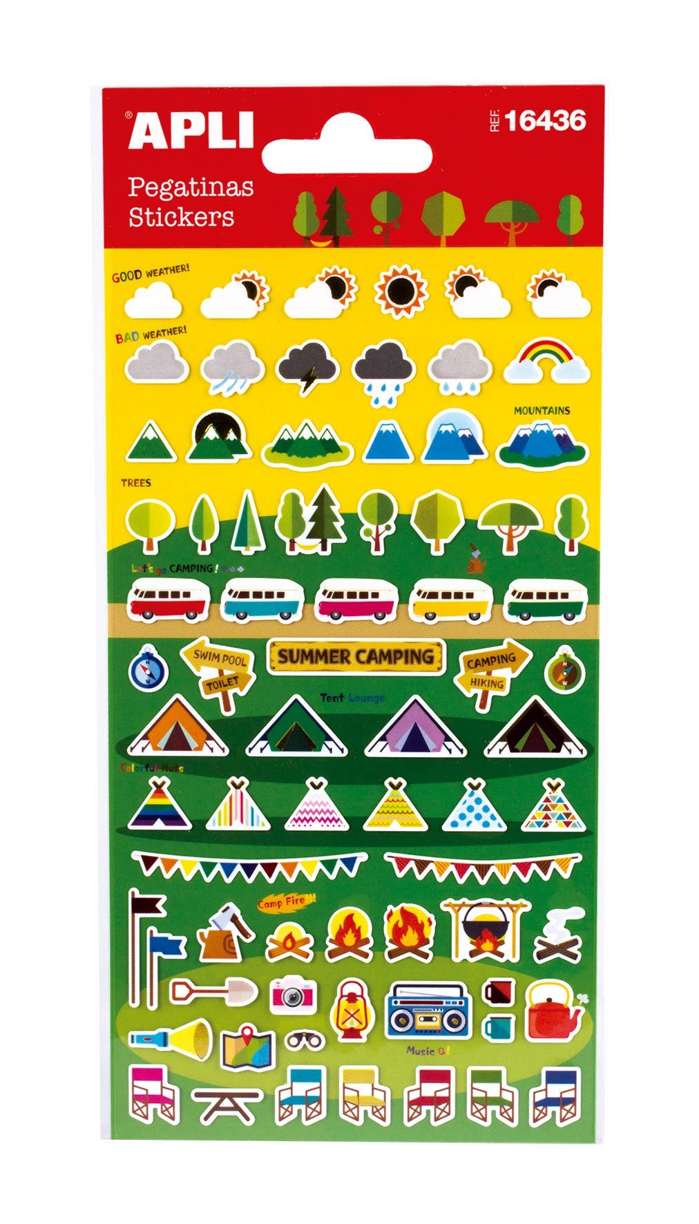 1 Sheet Stickers Stickers Motivo Camping Apli 16436