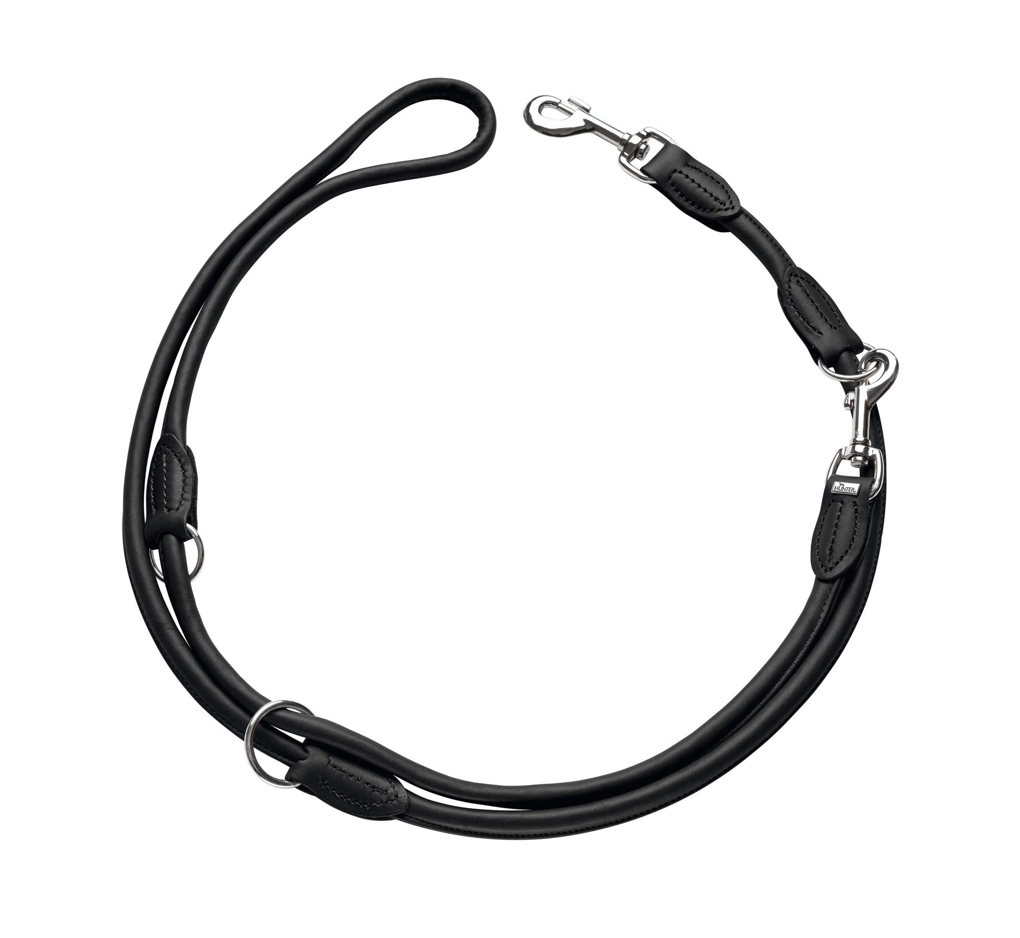 HUNTER ROUND & SOFT Adjustable Dog Leash Leather 8/200 Black 8 โ image 1