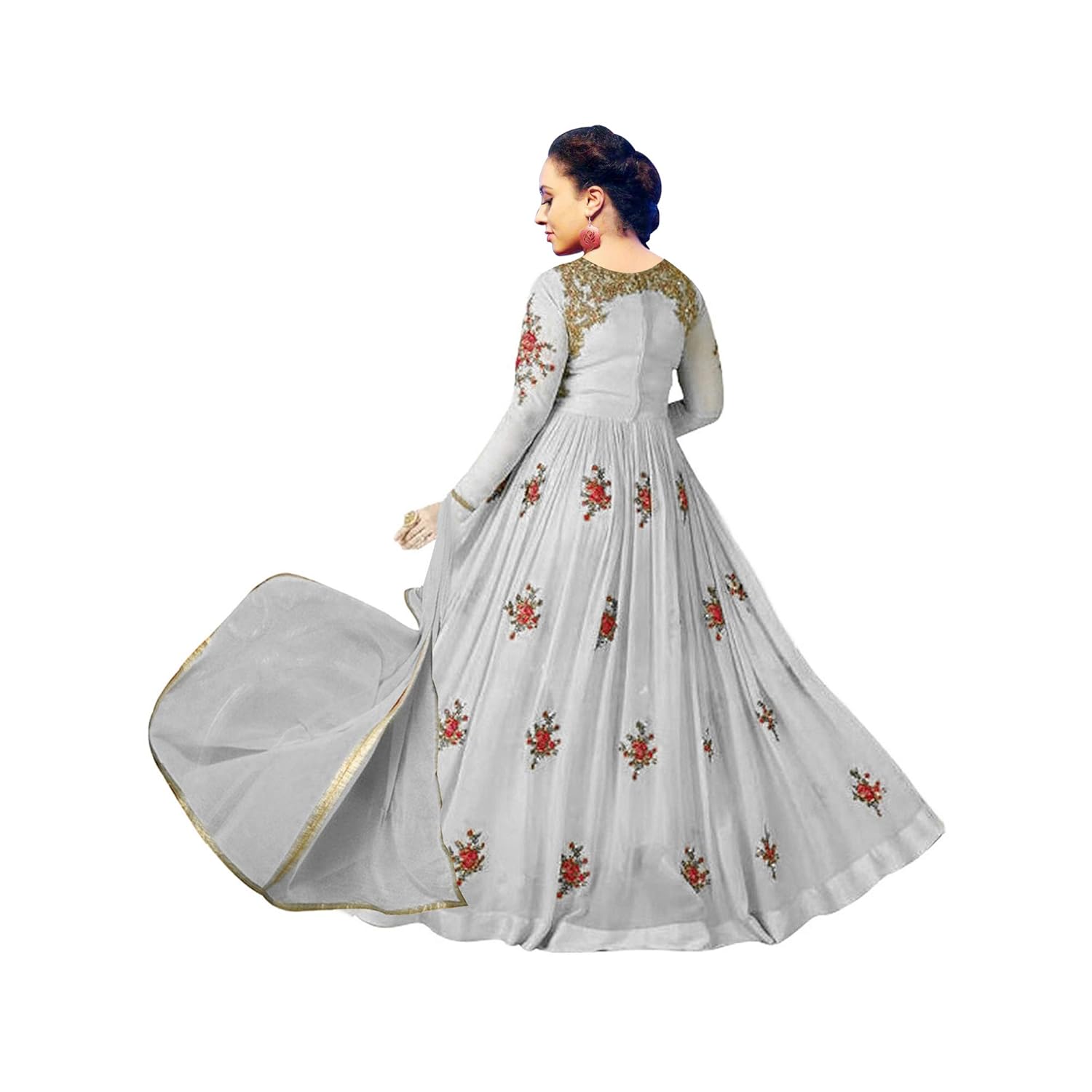 colourfull button new arrival attractive looking faux georgette floor touch gown