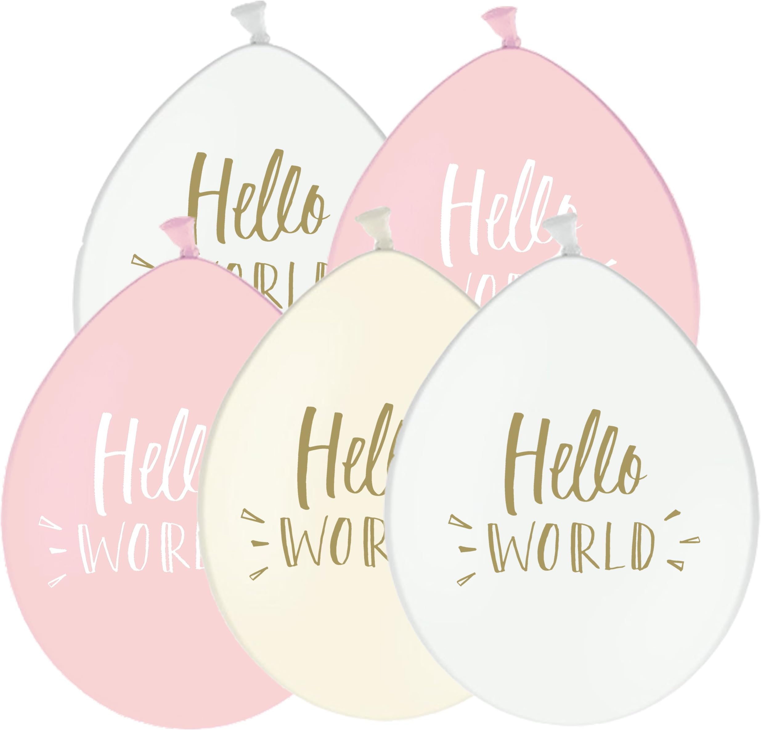 Baby Shower Balloons Decorations Girl Classy "Hello World" Design, Naming Day Party Decorations