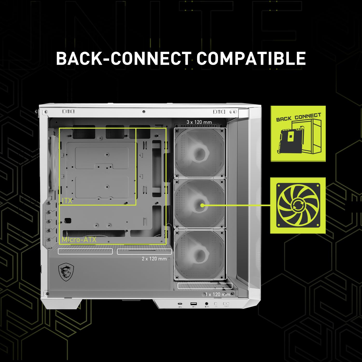 MSI MAG PANO M100R PZ White - Premium Mid-Tower Gaming PC Case - Tempered Glass Side Panel - ARGB 120mm Fans - Liquid Cooling Support up to 360mm Radiator - White Color Case