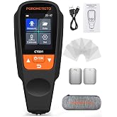 Paint Thickness Gauge for Cars POROMETISTO,0-2000&mu;m Coating Thickness Meter | 2 Modes for Measure and Calibration, Data Export Storage, 0.1&mu;m Res Paint Depth Gauge, 2" Color Rotating Screen, Auto Fe/NFe