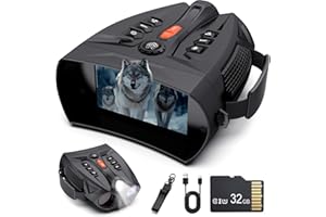 TEZOUSI Night Vision Goggles for Adults, 4K Night Vision Binoculars with 5000mAh Rechargeable Battery, 32GB TF Card can Save Photo and Video, 4'' HD Screen and Flashlight for Camping & Security, Gifts for Men