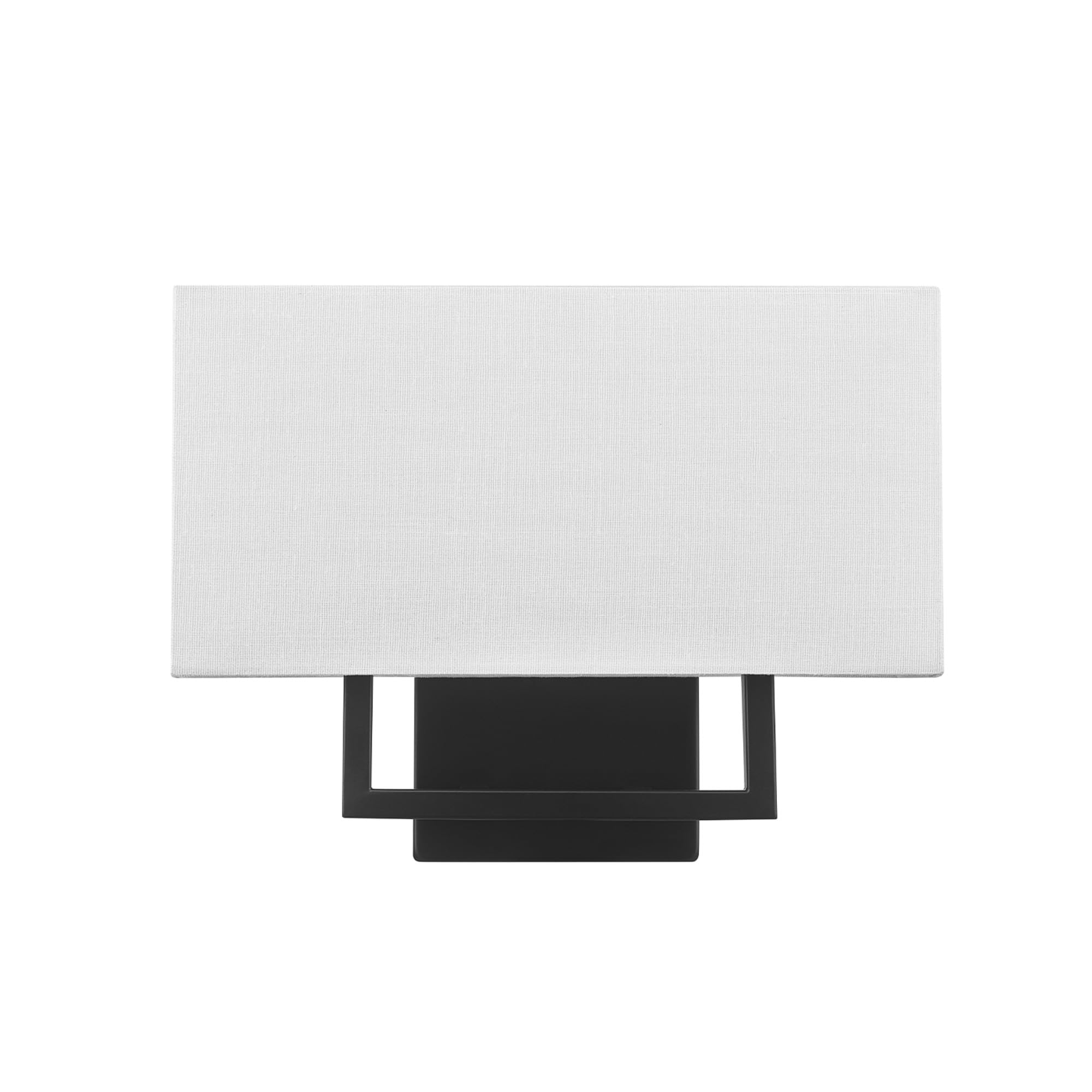 Photo 1 of Globe Electric 2-Light Wall Sconce, Matte Black, White Linen Shade, Rectangular Cutout Body, Dimmable, 65000081