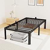 14 Inch Twin Bed Frame, Metal Platform Bed Frame with Round Corner Legs, 3500 lbs Heavy Duty Steel Slats Support, No Box Spring Needed, Noise Free, Easy Assembly, Black