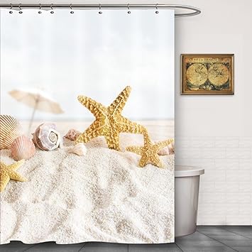 Amazon Com Starfish Seashell Polyester Shower Curtain By Foog