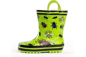 NORTY Rubber Rain Boots for Kids - Waterproof Rubber Boots Boys and Girls Solid & Printed Rainboots for Toddlers and Kids
