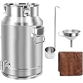 Togarhow 304 Stainless Steel 20 Liter Milk Can, 5.25 Gallon Wine Pail Bucket with Spigot and Sealed Lid, Heavy Duty
