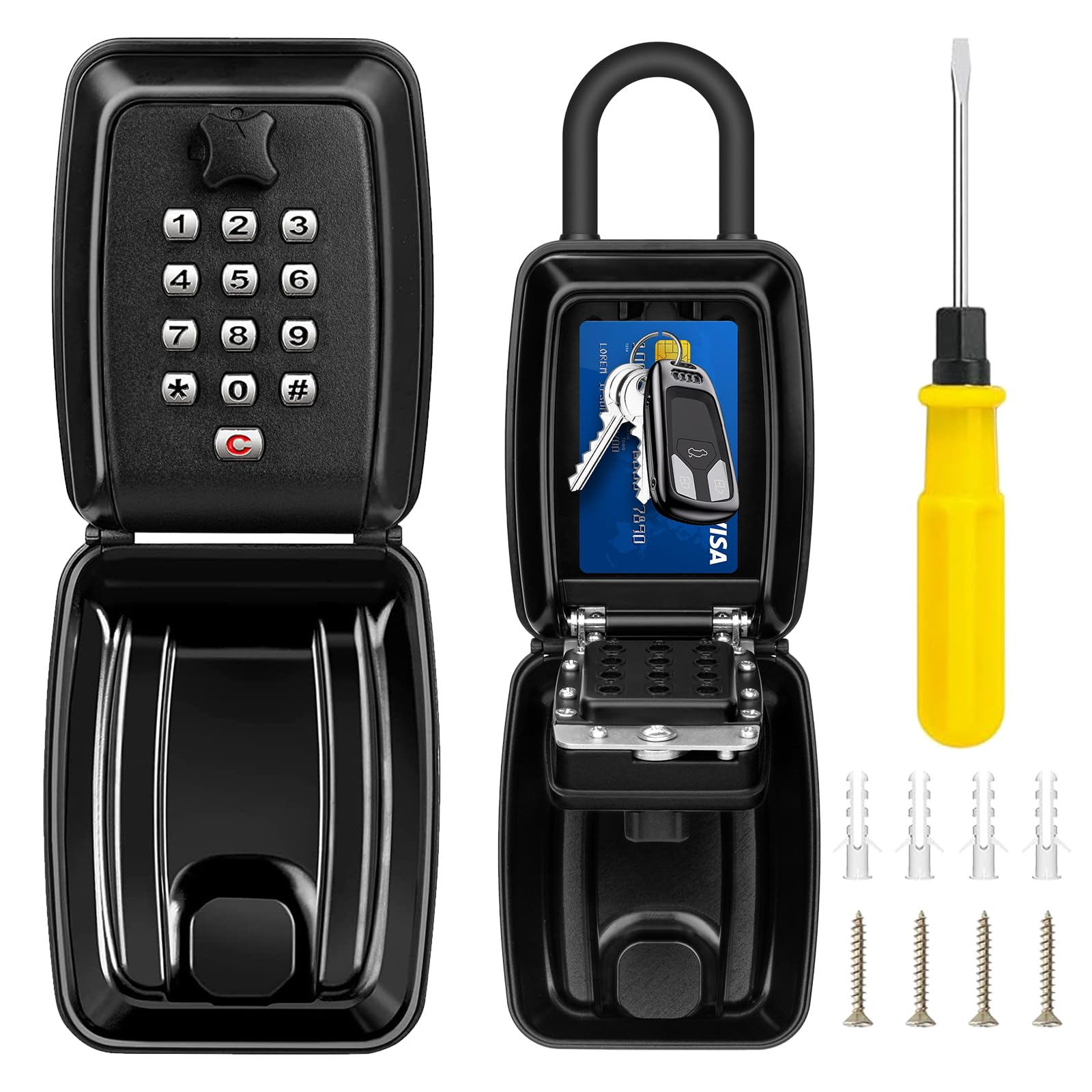 ENONEO Key Lock Box Combination Padlock Outdoor Key Safe Police Approved Lockbox Key Storage Lock Box Large Key Cabinet Waterproof Key Padlock Safe for Home Office Garage School Gym