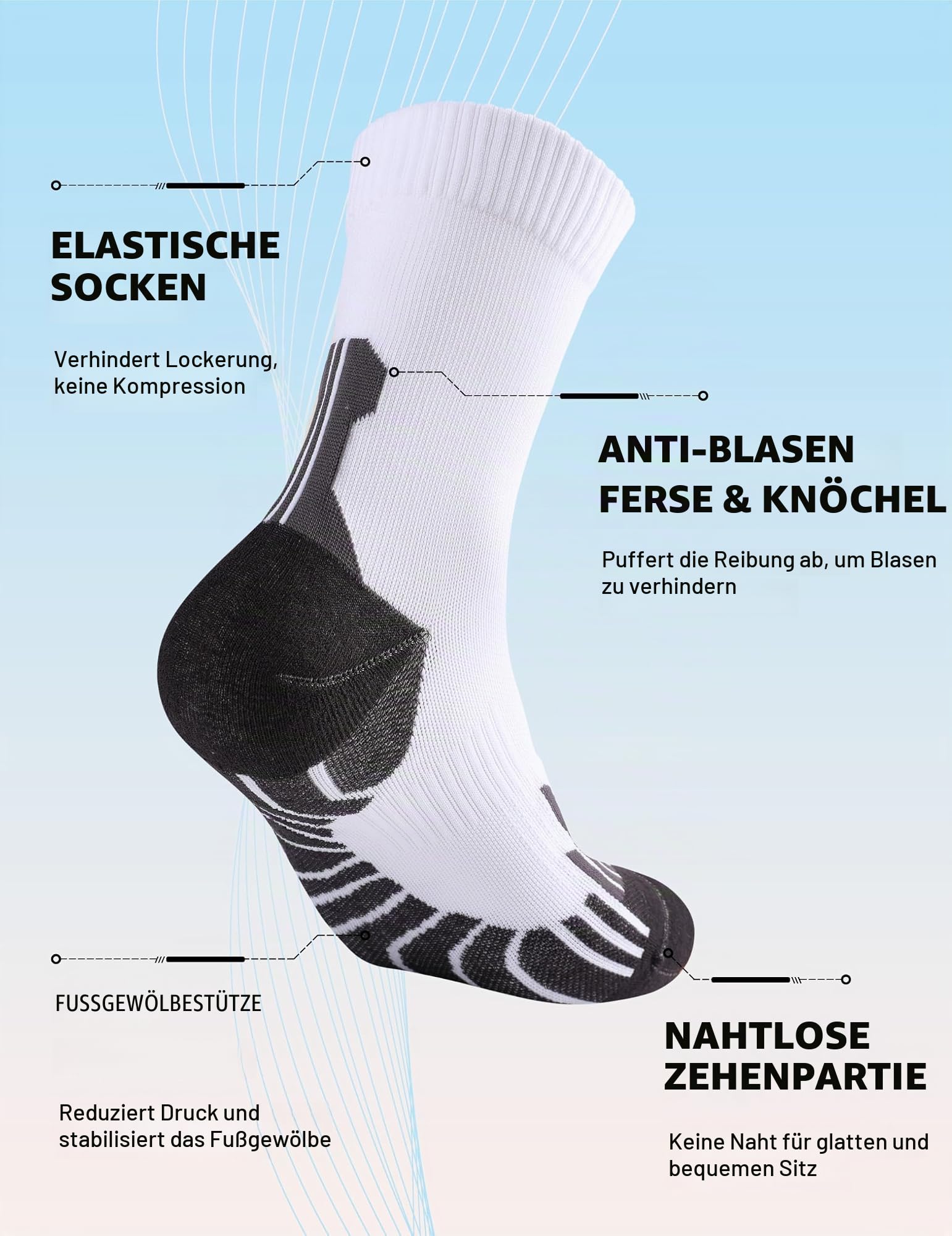 Lounwee Crew Kompression Laufsocken Herren: 15–20 mmHg Kompressionsstrümpfe 5