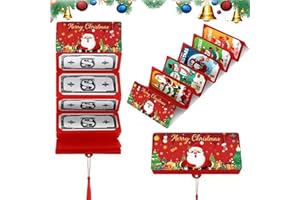 ensthee Christmas Money Holders, Christmas Money or Gift Card Holder with 10 Slots, Surprise Card Holder for Xmas, Surprise Money Envelopes for Women Men Girls Boys(Red)