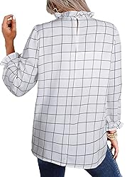 Avanova Women Plaid 3/4 Long Sleeve Blouses Dressy
