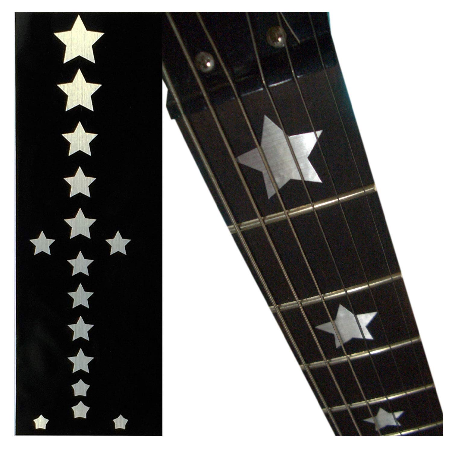 Fretboard Markers Inlaystickers Decals for Guitar & Bass - Stars - Metallic