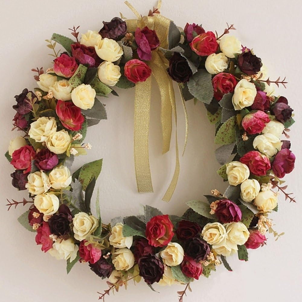 Nellav Rose Wreath Artificial Flower Blossom Garland Floral