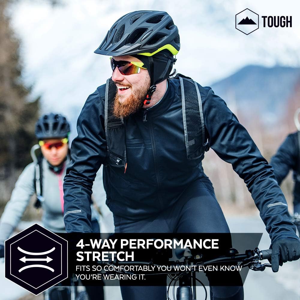 Tough Headwear Helmet Liner Skull Cap Beanie with Ear Covers - Ultimate Thermal Retention and Performance Moisture Wicking. Perfect for Running, Cycling, Skiing & Winter Sports. Fits Under Helmets: Clothing
