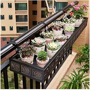Balcón Puesto de Flores Que cuelga barandilla de Hierro Forjado Maceta