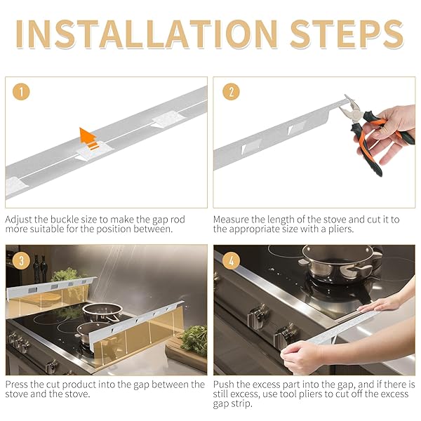 MOFINO STOVE GAP COVERS 316 STAINLESS STEEL,STOVE GAP FILLER,HEAT-RESISTANT OVEN SIDE GAP FILLER,BETWEEN STOVE AND COUNTER SLIDE IN RANGE TRIM KIT FOR KITCHEN,2 PACK (23.6″-26″ SILVER)