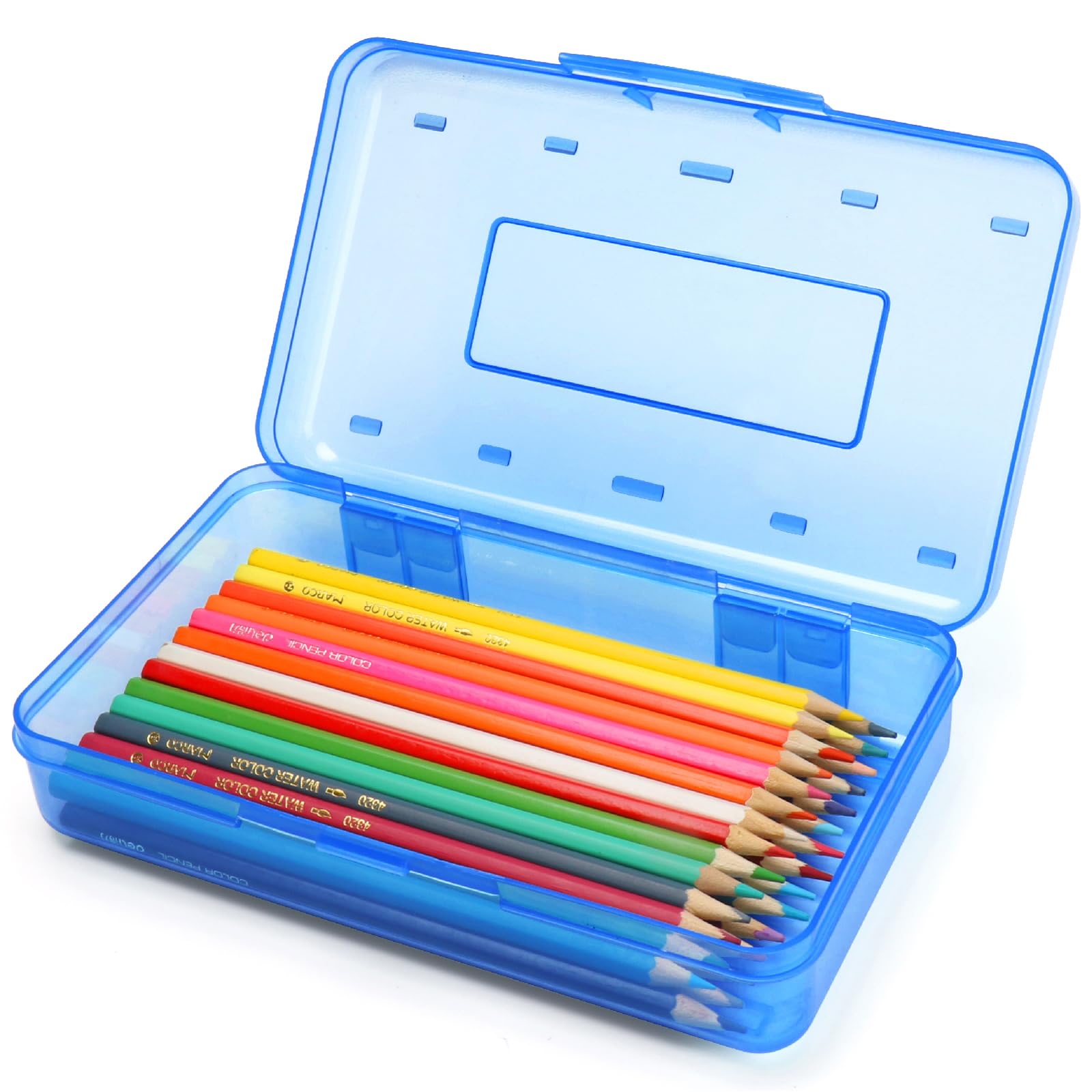Photo 1 of Nuozme Plastic Translucent Pencil Box,Pencil Cases with Snap-Tight Lid for Pens, Pencils, School Supplies,Office Supplies, 1 Pack, Standard Size