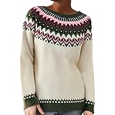 Sweaters For Women Fall Sweater Fair Isle Vintage Crew Neck Plus Size Knit Tops Y2K Women'S Clothing Winter Trendy 2025
