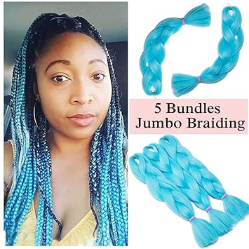Amazon Com Jumbo Braiding Hair Sky Blue 5 Bundles Crochet Twist