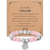 TecquorA Teacher Gifts for Women, End of Year Teacher Appreciation Gifts for Women from Student, Natural Stone Bracelet Thank You Teachers Gift Teacher Retirement Gifts