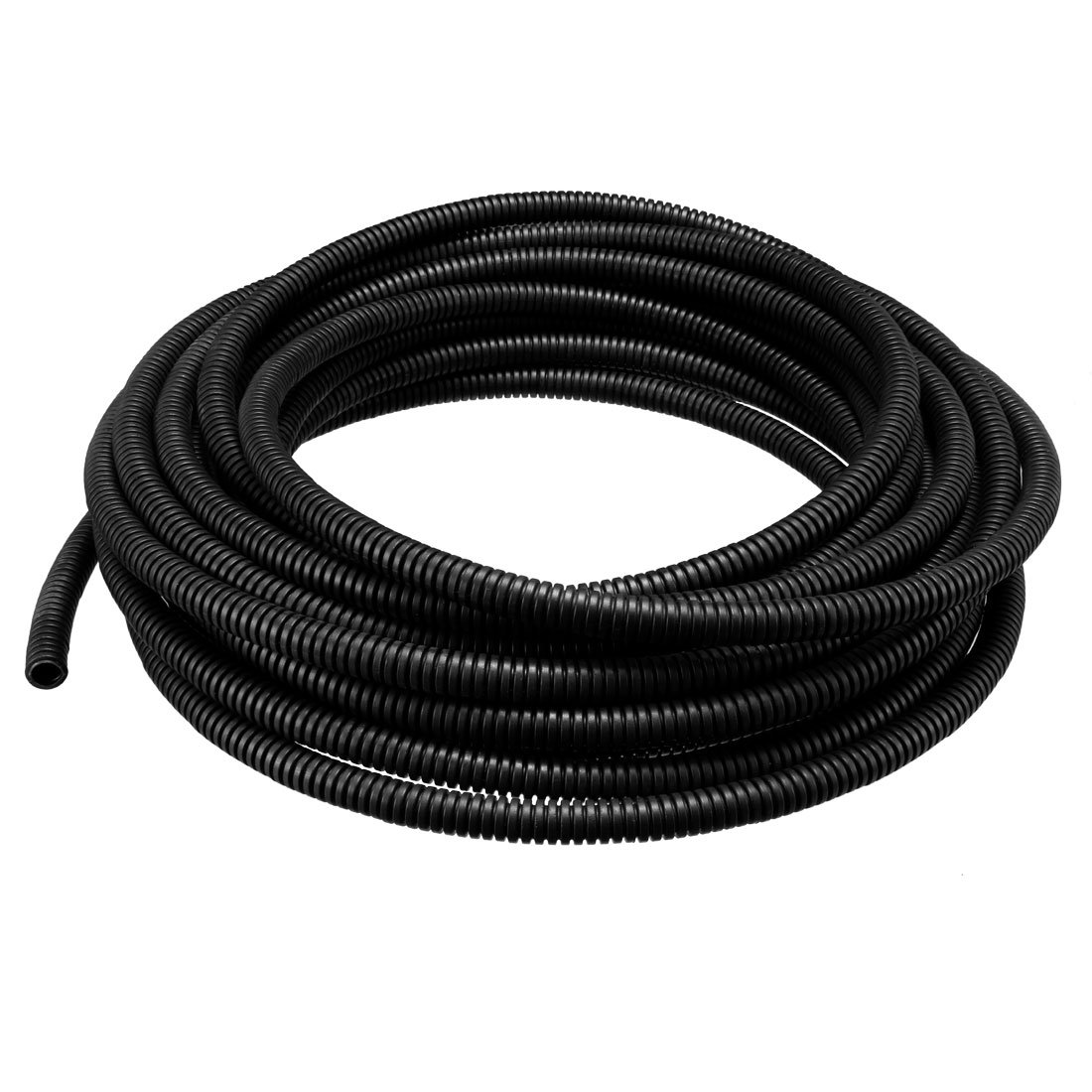 sourcingmap 10 M 6.5 x 10 mm PP Flexible Corrugated Conduit Tube for Garden,Office Black, 10m / 33ft Length