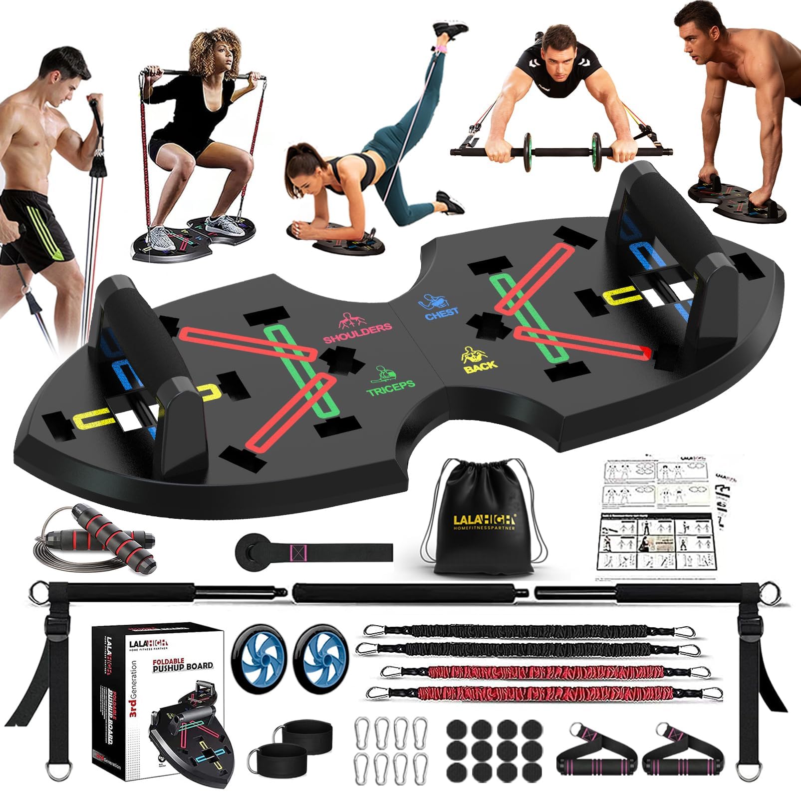 Pushup Board Foldable Board With Resistance Bands- Eco-Friendly
