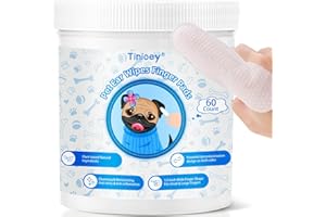 Tinioey Dog Ear Wipes for Dogs - 1.9in-Wide Large Sized Finger Pads(60 Pads) | Plant-Based Cat Dog Ear Cleaner Wipes Cleaning Solution to Remove Dirt and Ear Wax, Relieve Itching & Inflammation