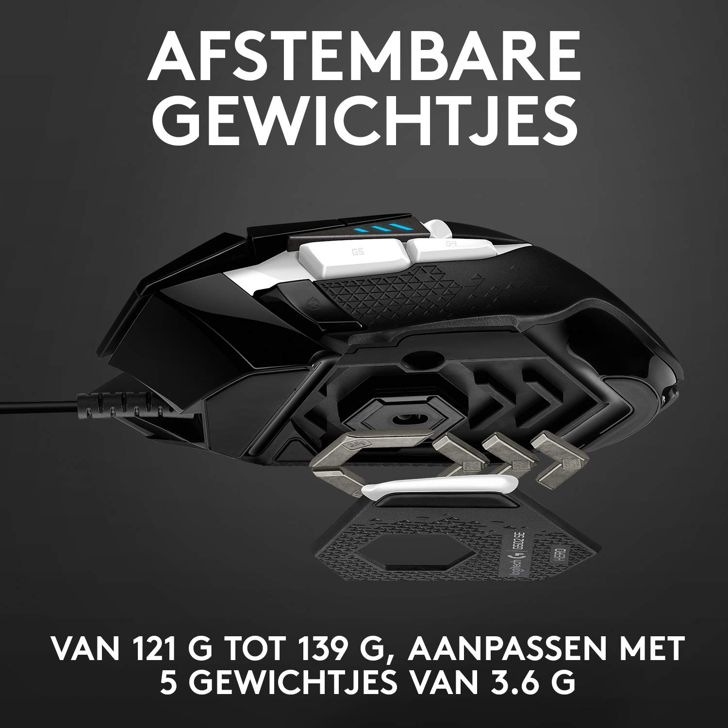 Logitech G502 Hero Special Edition High-Performance Wired Gaming Mouse, 25K Hero Sensor, 25600 DPI, RGB, Adjustable Weight, 11 Programmable Buttons, PC/Mac - Black and White