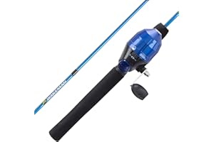 Fishing Rod and Reel Combo - 4' 2" Fiberglass Pole, Spincast Reel and 8-Piece Tackle Kit for Beginners - Shallow Series by Wakeman Outdoors