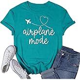 VQD Womens Airplane Mode Shirt Traveling Tshirt Travel Lover Tee Tops