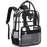 MOONBABY Small Clear Backpack for School Transparent Bookbag for Kids Heavy Duty PVC See Through Backpack Stadium Approved