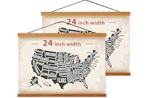 HONKKI Magnetic Poster Hanger Frame for 24x36 24x30 24x32 Movie Music Posters Wall Art, 2 Pack Wood Picture Frames for Large Canvas Diamond Map Decor, Living Room Calendar Banner Tapestry Photo Hanging Stand