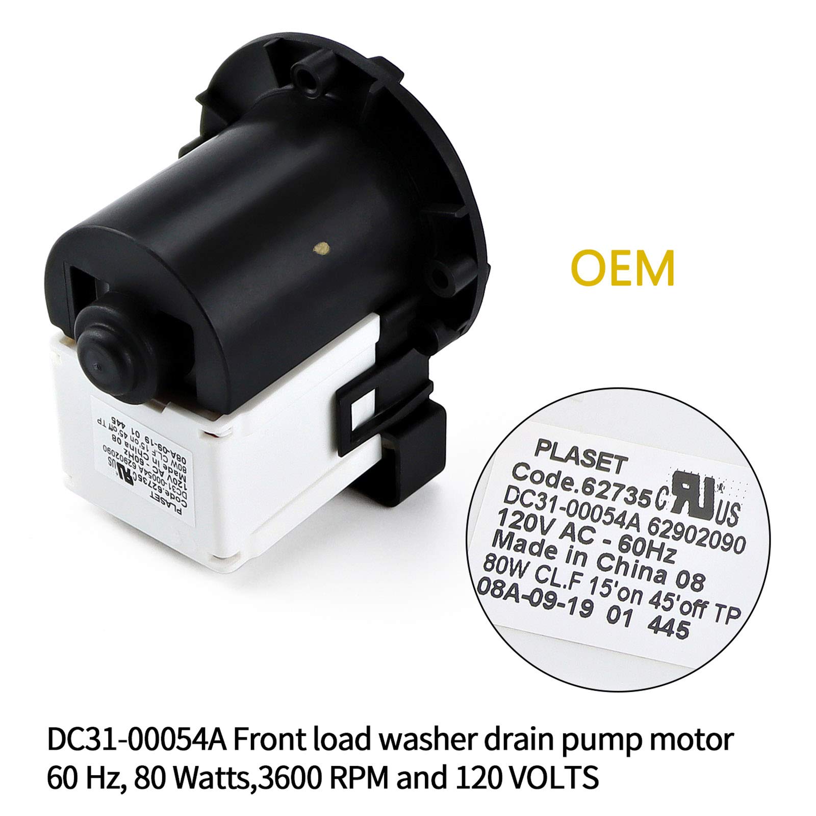 DC31-00054A Washer Drain Pump by AMI PARTS Replaces DC31-00016A AP4202690 62902090- Fit for kenMore samSung Washing Machine