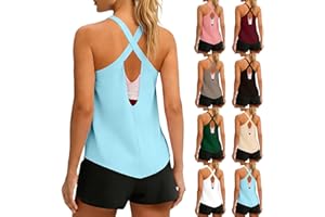 Tank Tops for Women Fashion Cross Backless Workout Crewneck Sleeveless Racerback Shirts Open Back Athletic Clothes