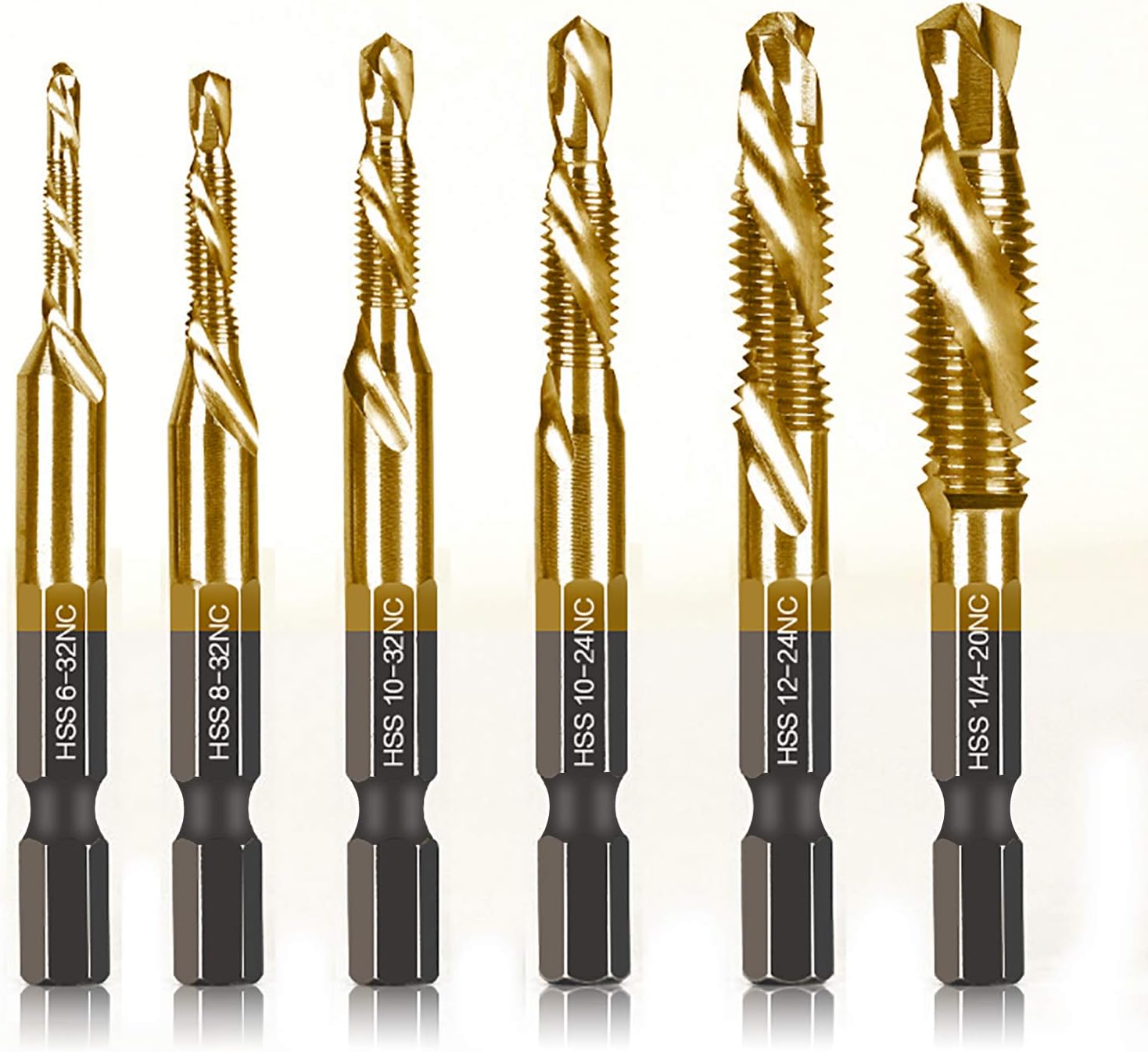 6 Packs Titanium Combination Drill & Taps Bit Set SAE 632nc 832nc 10