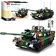 WW2 Army Tank, Inspired Leopard 2A5 2A4 Main Battle Tank Brick, 2 in 1 Military Tank, 2 Soldier Minifigures, Gifts for 6-12 Year Old Kids, Compatible with Lego Army Set, 766 PCS