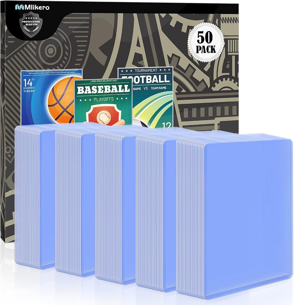 Mlikero 50 Pcs Hard Card Sleeves 3 x 4 Inches Thick 35pt Card Protectors