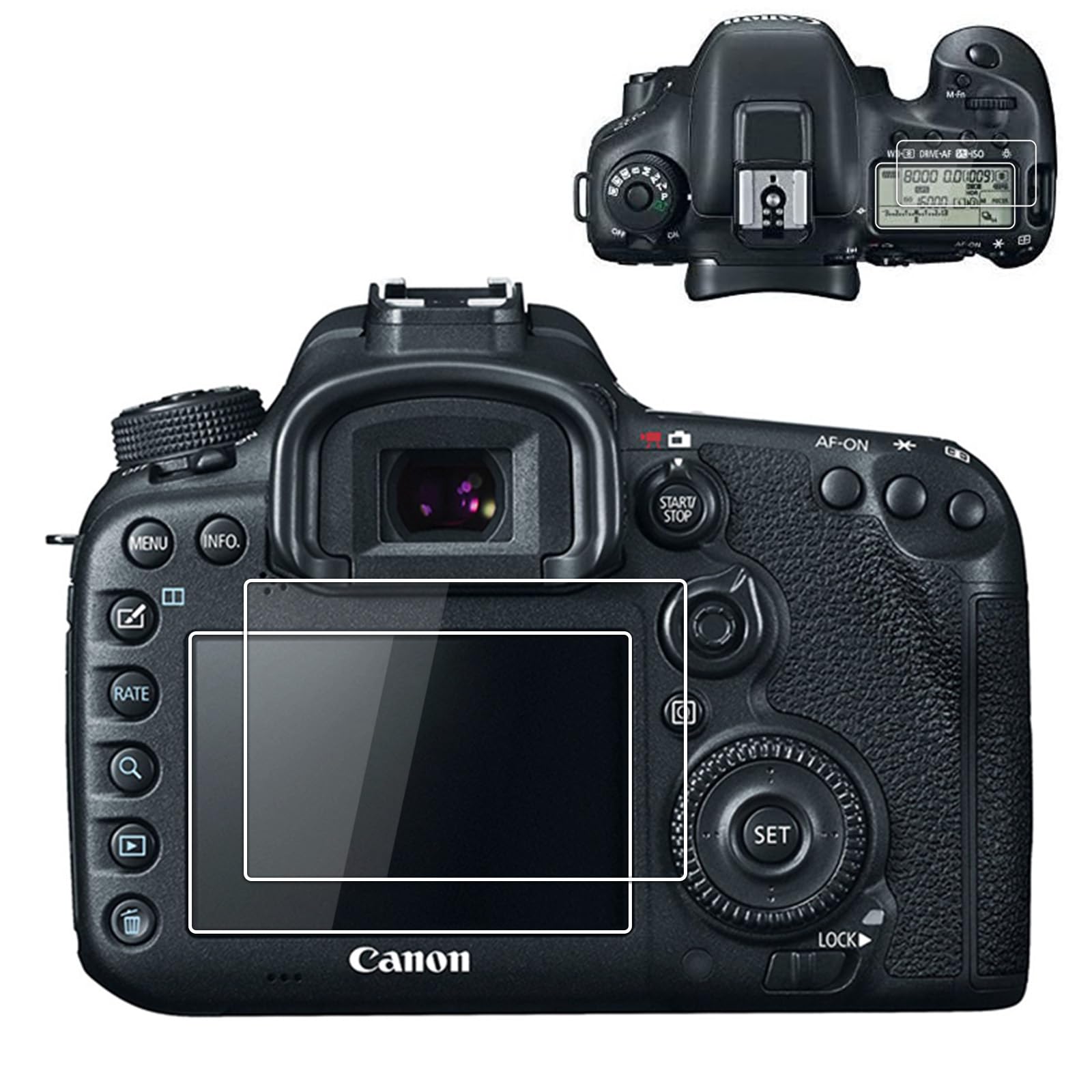 kinokoo Screen Protector for Canon EOS 7D Mark II camera, 0.25mm 9H Hardness Tempered Glass Film for EOS 7D2 Digital camera - Bubble Free& Anti-Scratch&Anti-Finger Print (2 Pack)